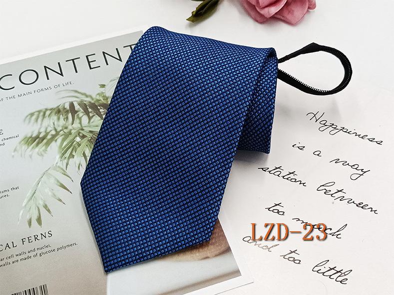 Men's Easy-Pull Knot-Free 8cm Striped Black Zipper Tie