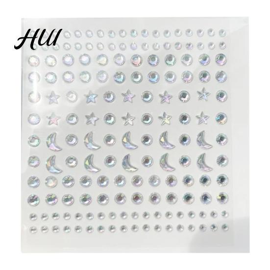 Colorful Adhesive Stickers Rhinestone for DIY Crafts Star Moon Gem Shiny Scrapbooking & Journaling Self-Adhesive Sparkling Gems Card Making Exquisite