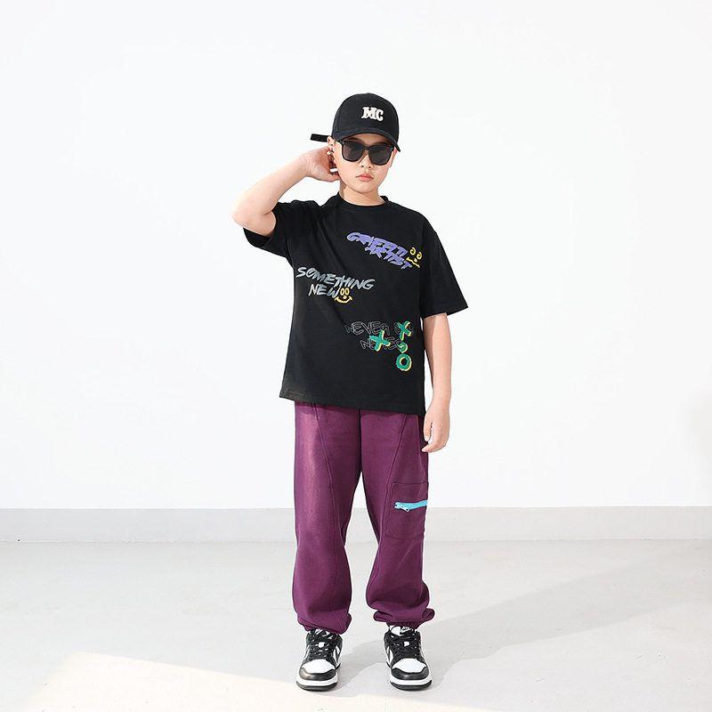 Spring and Autumn Crawler K-style Kids Casual Mid Waist Pants Children's Zipper Cargo Pants Boys' Pure Color Sports Pants