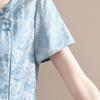 Mom's Summer Short Sleeve Chinese-Style Set: Blouse + Wide-Leg Pants for Middle-Aged and Elderly Women
