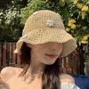 Stylish Blue Floral Straw Fisherman Hat For Women With Wide Brim Breathable Design Ideal For Sun Protection