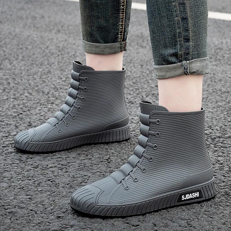 Couple Rain Boots Fashion Rubber Gumboot Non-slip Fishing Shoes for Men Waterproof Garden Work Boots for Women Botas Para Lluvia