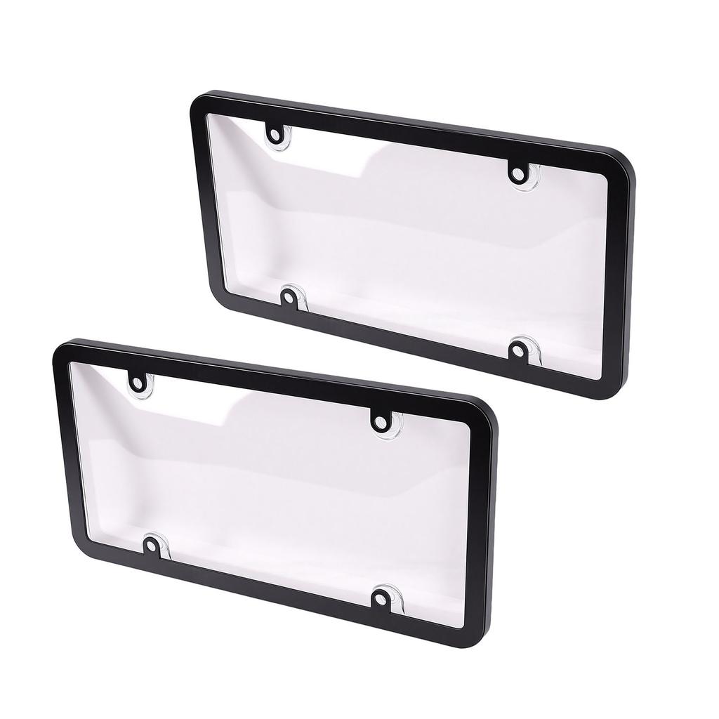 2PCS License Plate Cover Frame Transparent License Plate Protection Frames for United States Canada