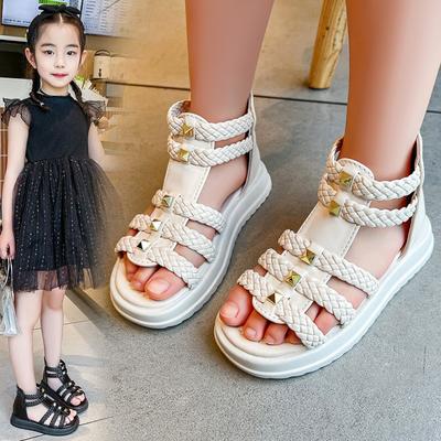 Girls Summer Fashion Open Toe Roman Sandals Soft Sole Big Kids Princess Shoes