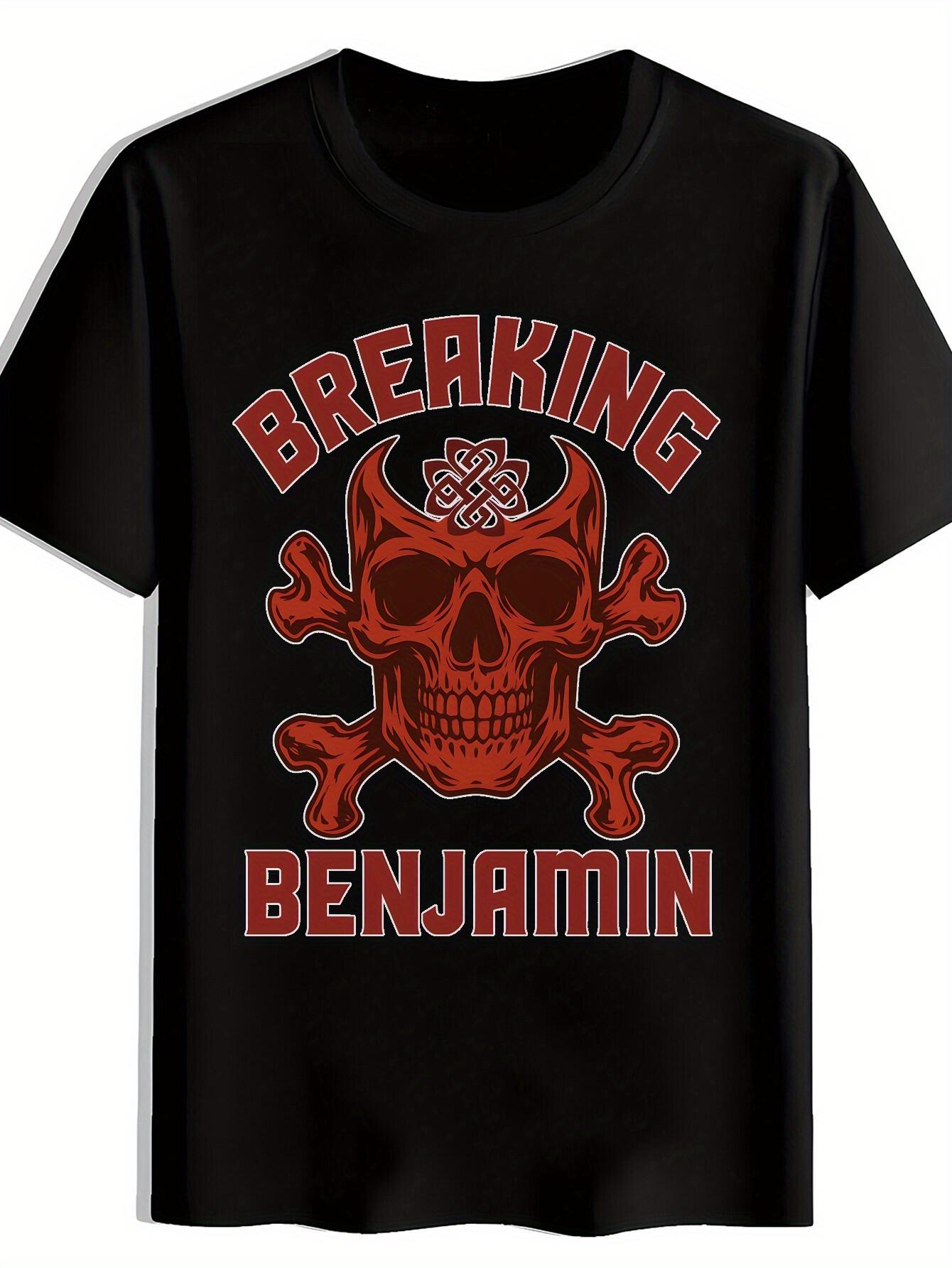 T-shirt Casual Graphic -  BREAKING BENJAMIN  Skull Design L