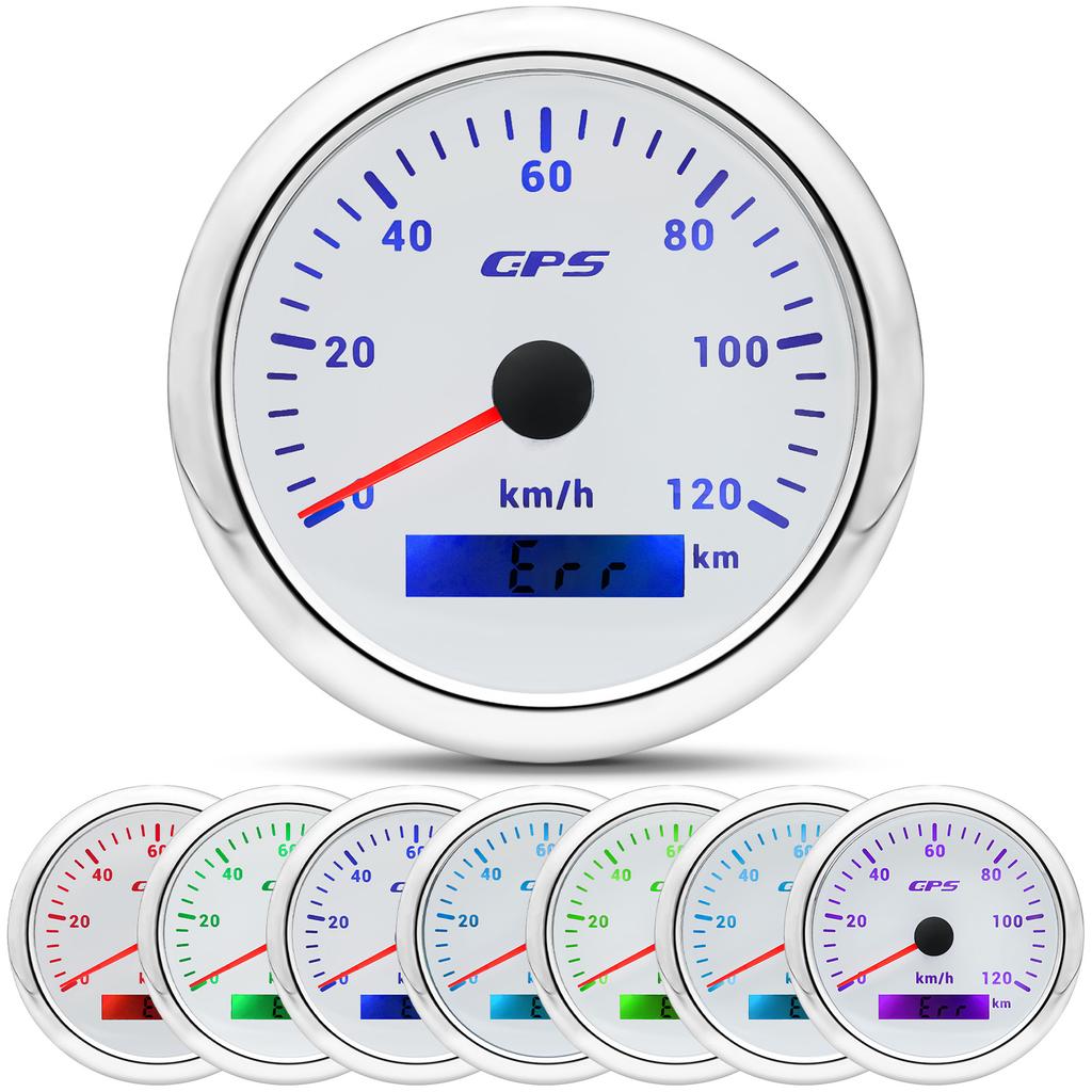 85MM GPS Speedometer Gauge 60/120/200KMH 7 Color Light with GPS Antenna Waterproof Motorcycle Boat Car Truck Speed Gauge Meter