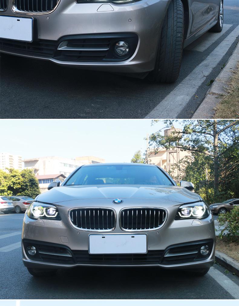 LED Daytime Running Lights & Ozum Laser Bi-Xenon Lens Headlight Assembly for 2011-2017 BMW 5 Series.