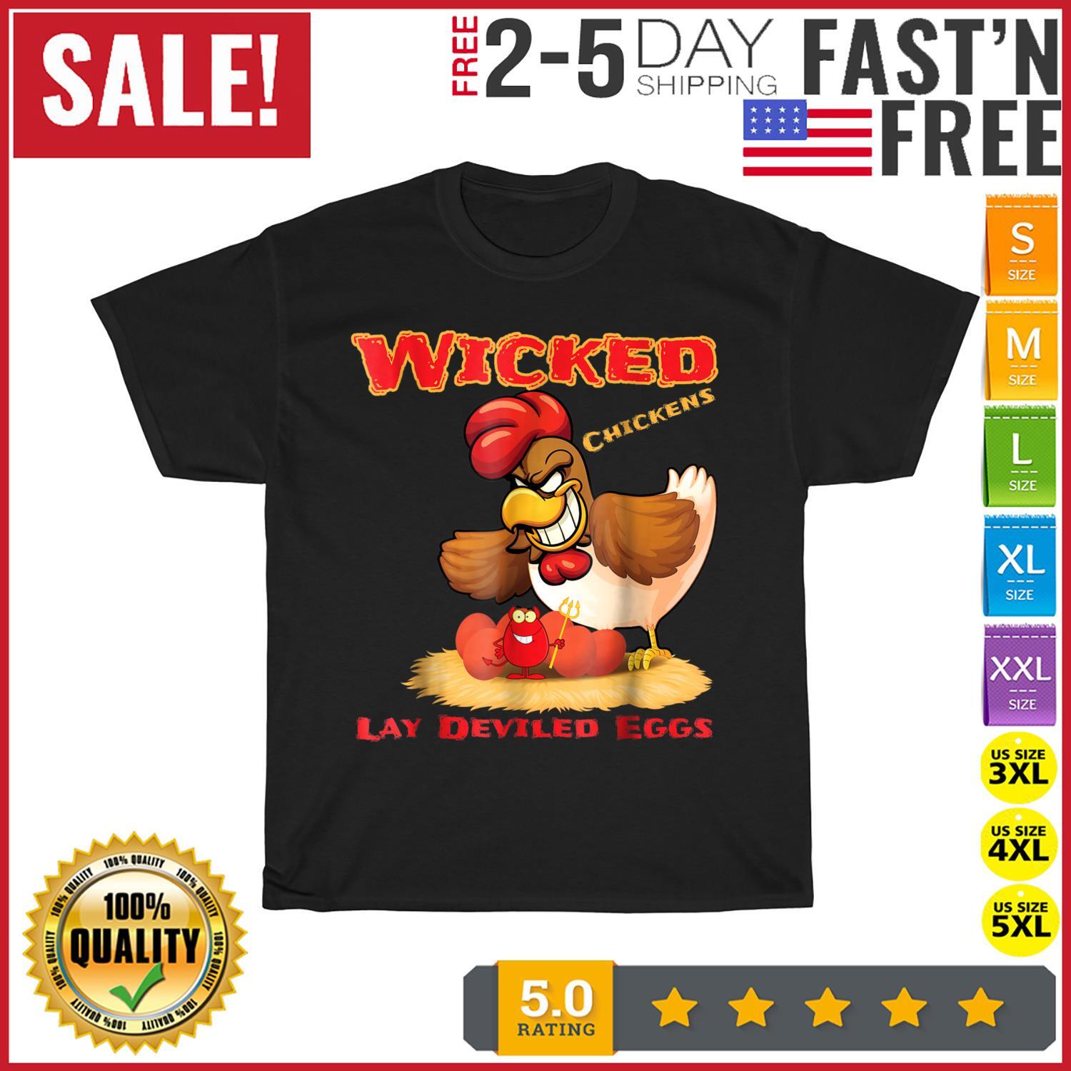 Wicked Chickens Lay Deviled Eggs Funny Halloween Vintage T Shirt Mens Womens Tees Top Men Women NEW L