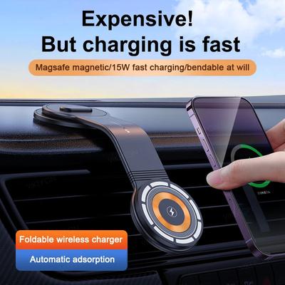 N52 Magnetischer Auto Kabelloser Ladegerät Biegsamer Memory-Legierung Telefonhalter für Magsafe iPhone 16 15 14 13 12 Samusng S24 Schnellladung