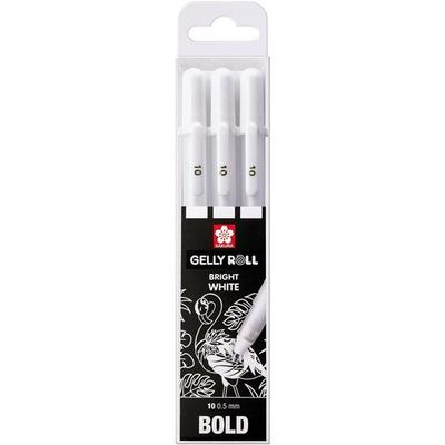 Set of 3 Sakura Gelly Basic White Pens - White - 0.5 Mm - Sakura