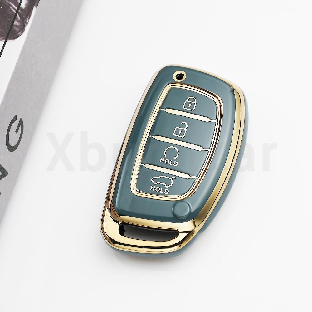 SKCW6 Gold Edge TPU Keyless Shell Fob Car Key Case Cover For Hyundai Elantra Creta Ix35 Ix45 I10 I30 I40 Tucson Santa Fe Rena Sonata