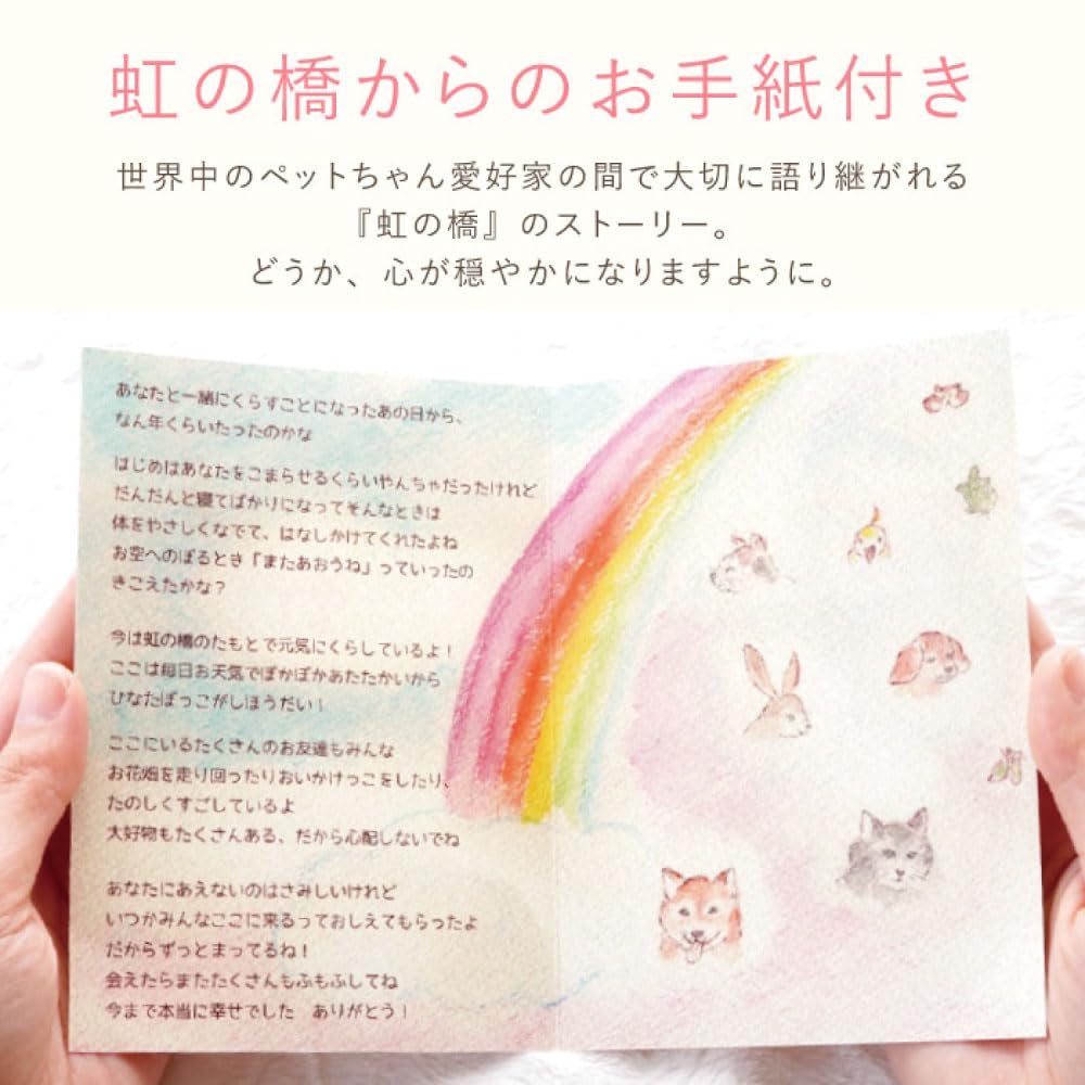 Hana Marika Pet Sympathy Gift, Rainbow Bridge Memorial Bottle, Preserved Flowers for Buddhist Altars, for Dogs and Cats