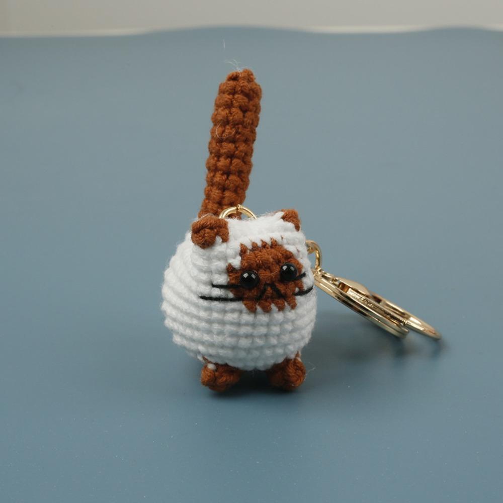 Handmade Handwoven Kitten Pendant Multi Color Animal Bag Charm Cat Key Ring  Gift Giving