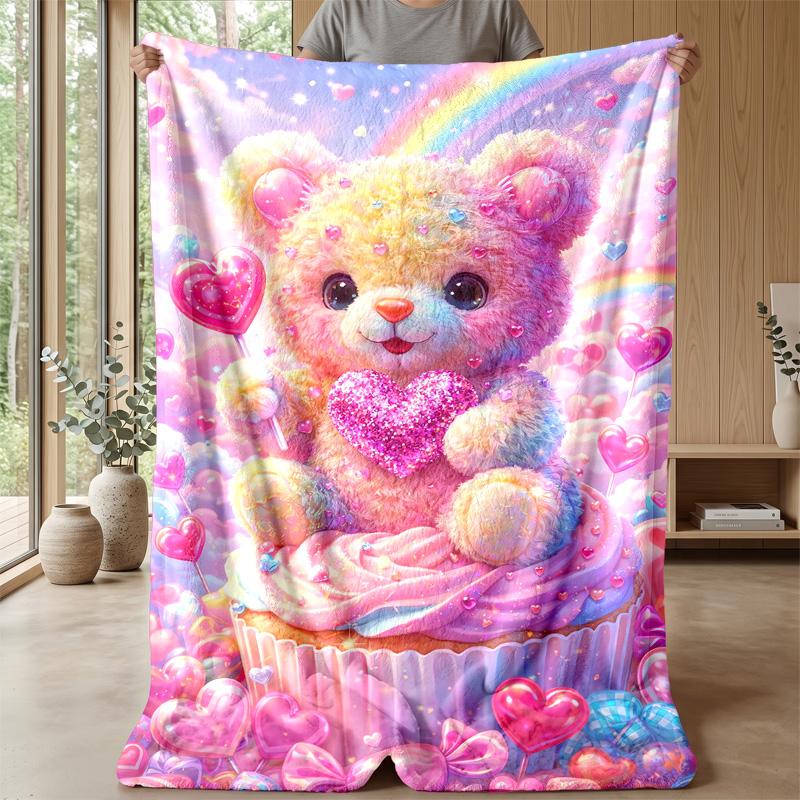 Stuffed Animals and Color Balls Theme blanket Lightweight Warm Flannel Blanket Decorative Throw Blanket for Home Decoration