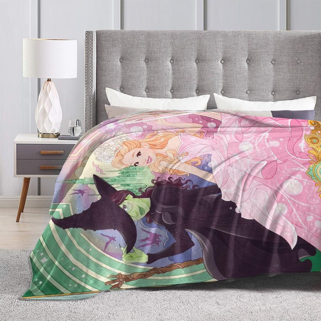 Wicked For Good Glinda and Elphaba Blanket Warm Soft Plush Bedding Throws For Living Room Decorative Flannel Bedspread Bed Cover