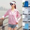 Ice Silk Sunscreen Coat for Women Anti UV Hooded Zipper Jacket Long Sleeve Cycling Camping Quick Drying Breathable Pure Color Lightweight