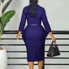 Women Elegant Solid Ruffle High Waist Bodycon Pencil Office Dress
