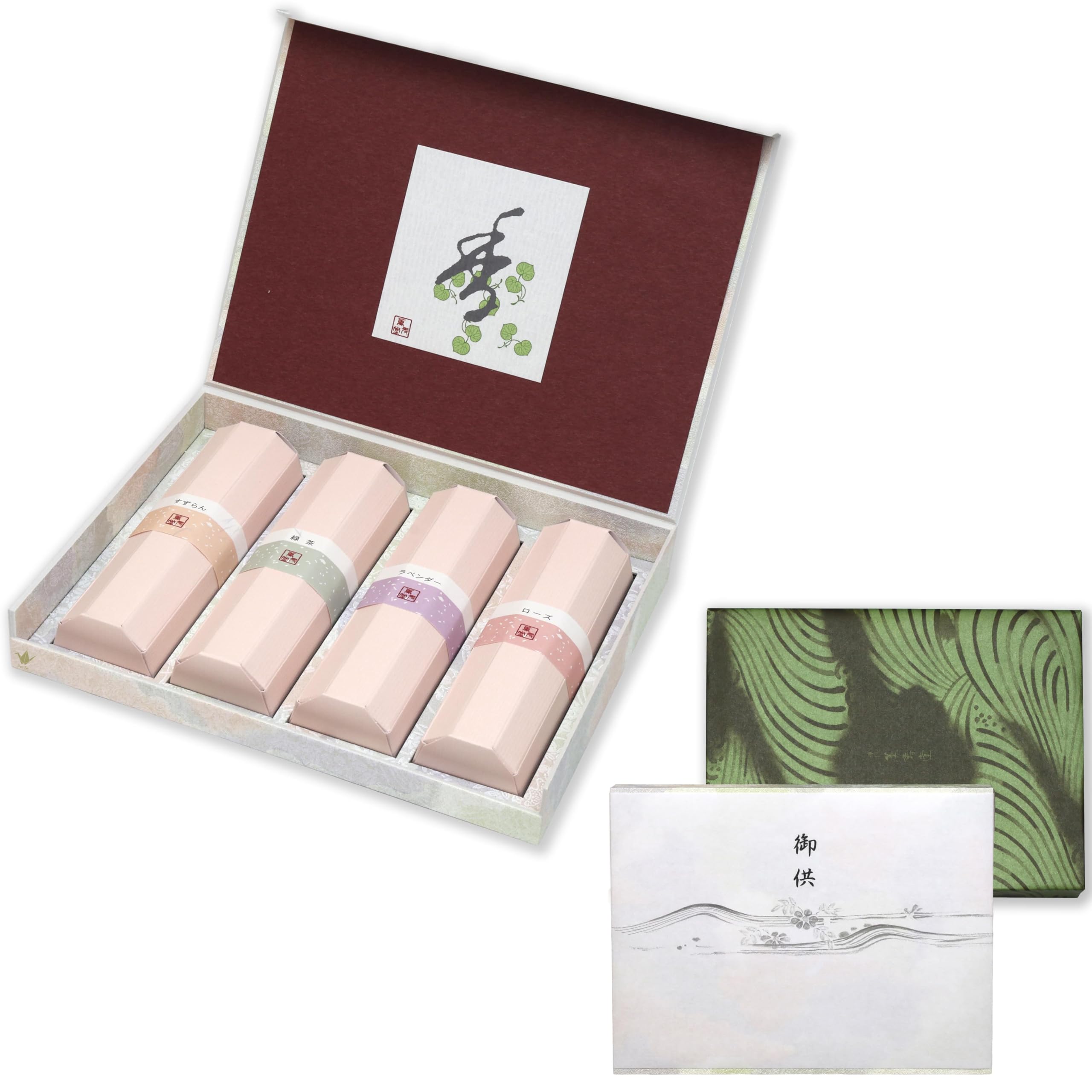 

Sympathy Incense Gifts [Flower Fragrance, 4 Types, Sandalwood, with Inner Wrapping] Made in Japan, Low Smoke, Gift-Giving Incense, for Buddhist