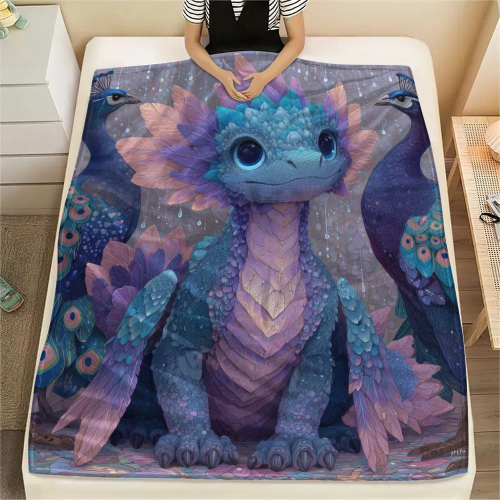 Purple Dragons  Print Flannel Blanket, High quality Comfortable for All Seasons, Home Decor, Warmth and Comfort