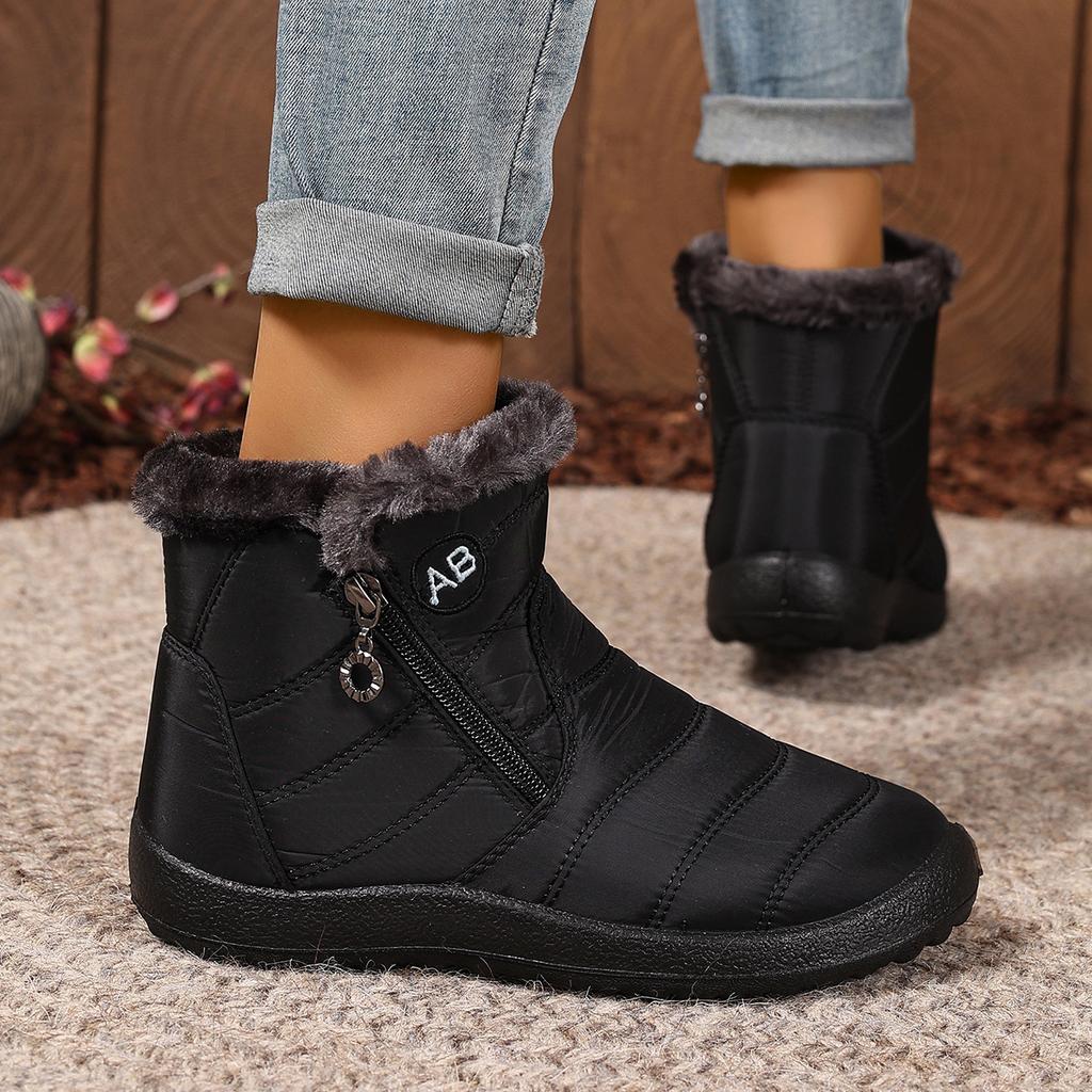 New women's waterproof thick sole lightweight comfortable padded warm non-slip wear snow boots - side zipper high top shoes