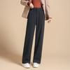 Women's Herringbone Wool Blend High-Waist Straight-Leg Casual Pants