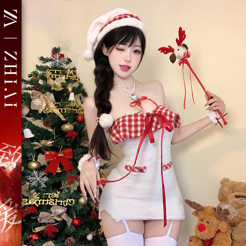 Sex underwear new christmas dress sexy cospaly temptation uniform pure desire suspender skirt new year velvet suit