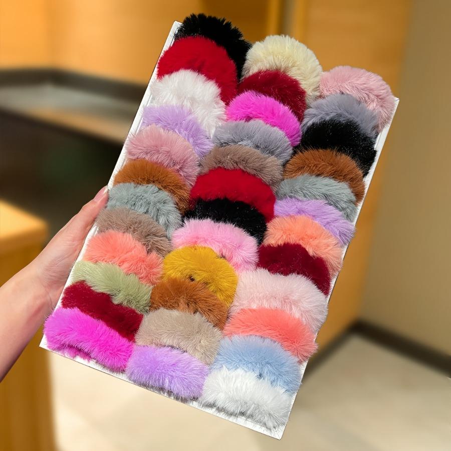 30pcs Set of Colorful, Youthful, Simple, and Lazy-Style Plush Hair Ties, Perfect for Pairing with Sweaters and Daily Commutes in Autumn and Winter