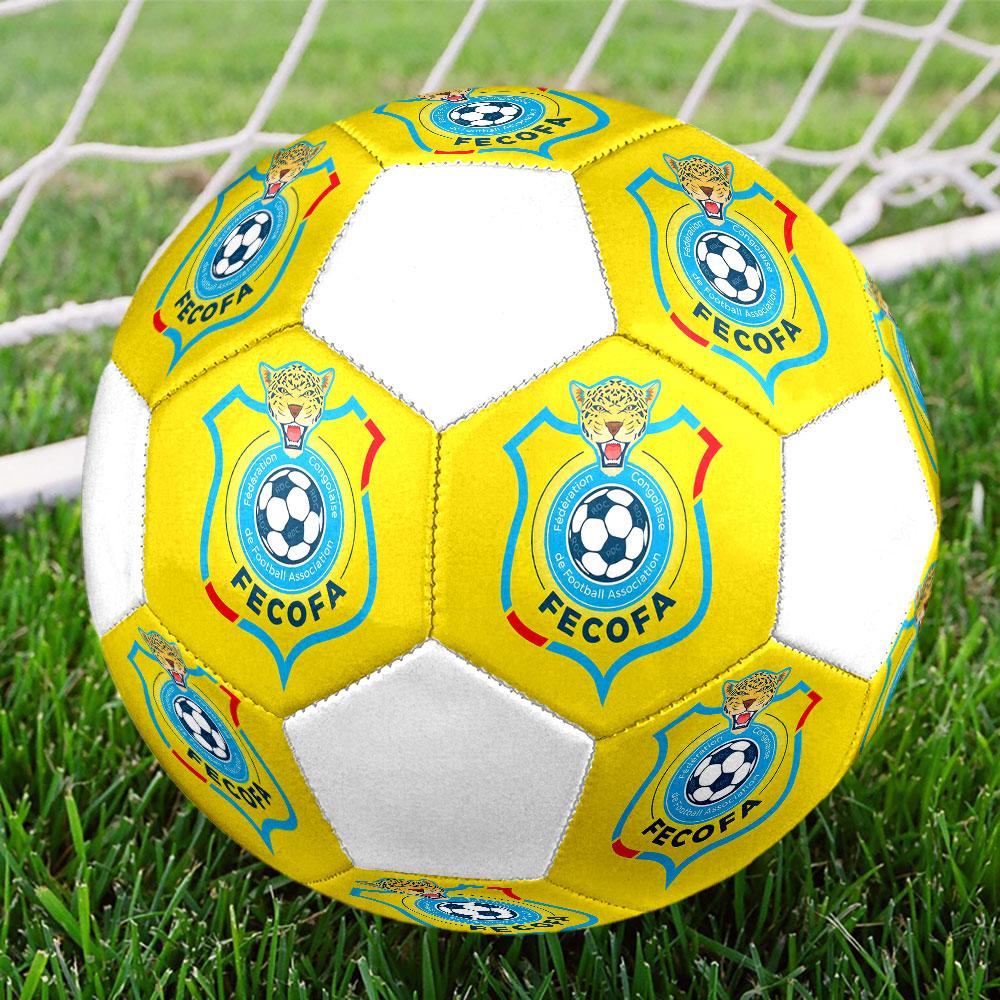 Congo DR national football logo Size 5 Soccer Ball, Machine-Stitched PVC, Durable & High Bounce, All Ages Fit, fan merchandise, matches & outdoor use.