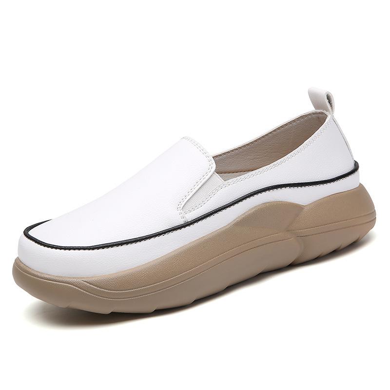 Women Sneakers Shoes Leather Loafers Shoes For Women Comfort Light Thick Sole Shoes Autumn Trend Leisure Flats Women Slippers