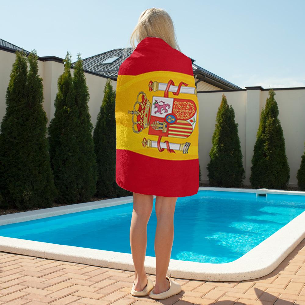 Spain Flag Beach Towel, Soft Microfiber Quick Dry Oversized Bath Towel, Spanish National Flag Summer Pool Blanket 1pcs