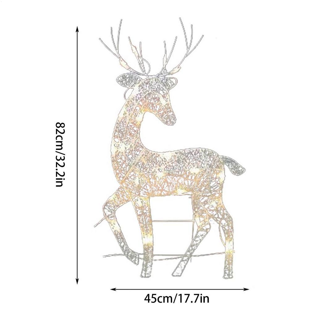 Christmas Outdoor Cute Deer Lighting ,Lighted Christmas Deer Sleigh Outdoor Yard Decoration Winter Decoration For Front Yard