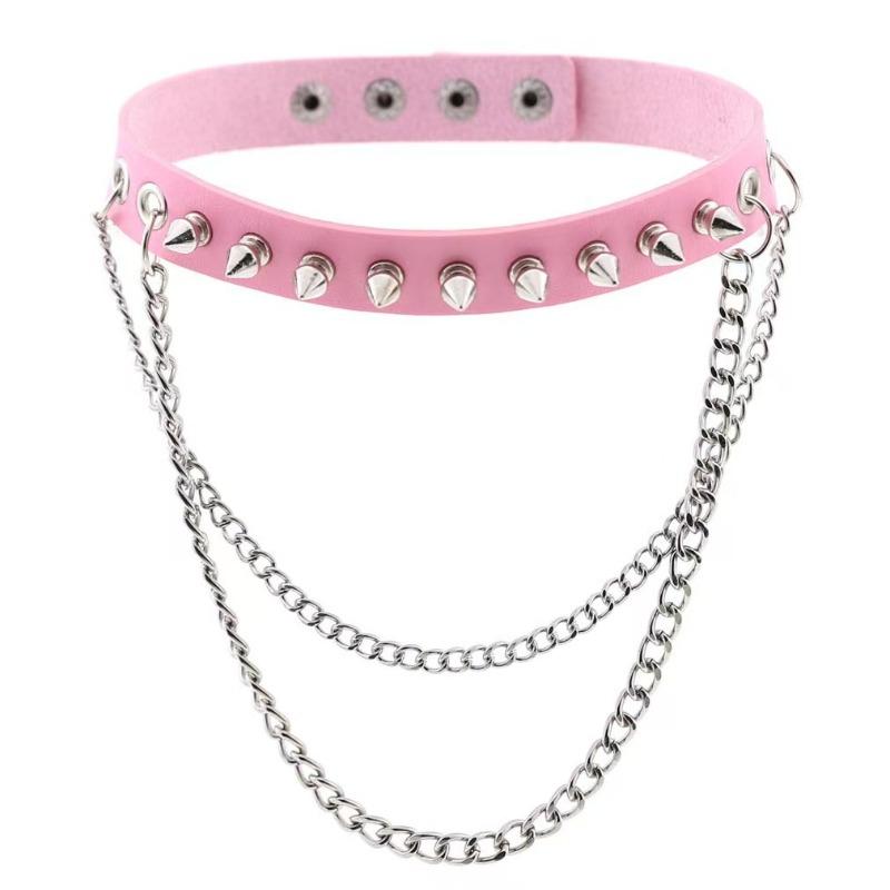 Leather Choker Necklace for Women Black Heart Chain Choker Punk Goth Sexy Chokers for Women Adjustable PU Collar Gothic Jewelry Accessories