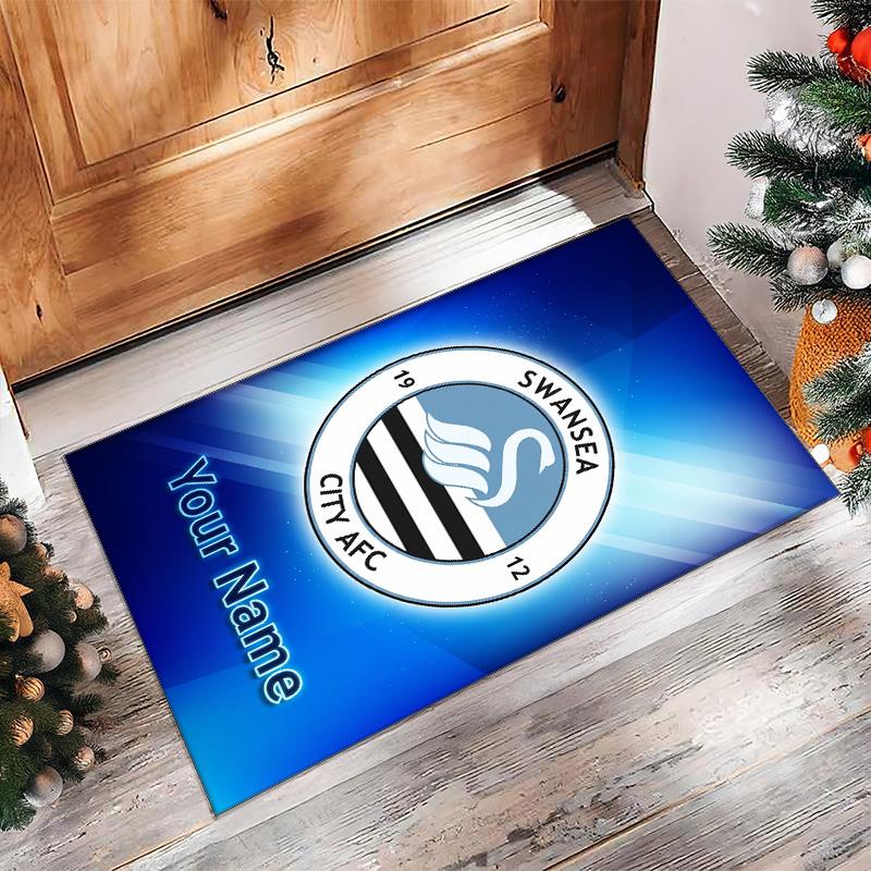 Swansea City FC Printed Crystal Velvet Rug Non‑Slip Crystal Velvet Carpet For Sofa Bedroom Indoor Home Decoration