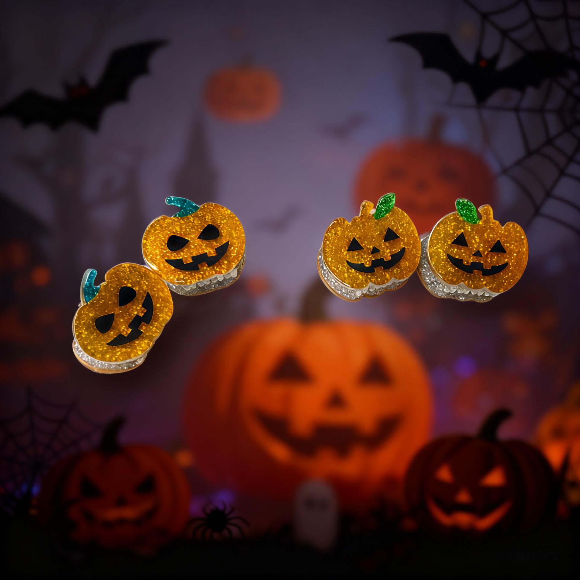 Mini Halloween Pumpkin & Ghost Skull Acrylic Hair Clip Accessories