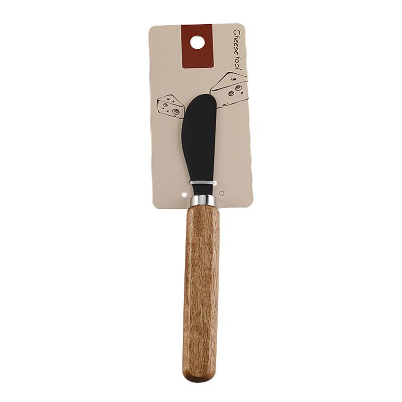 In-Stock Cheese & Butter Knife Set: Stainless Steel Black Blade with Acacia Wood Handles, Western Cutlery