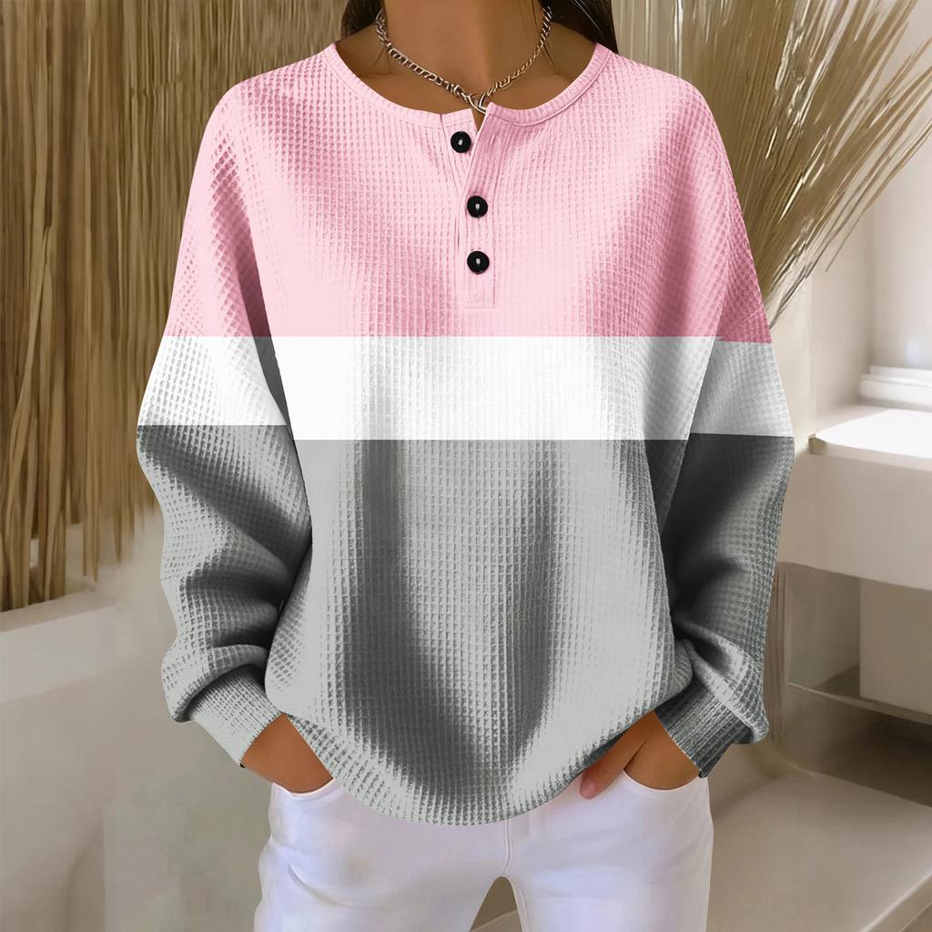 Women's Casual Shirts Long Sleeve Tops Button Up V Neck Loose Knit Fall Favorites For Women