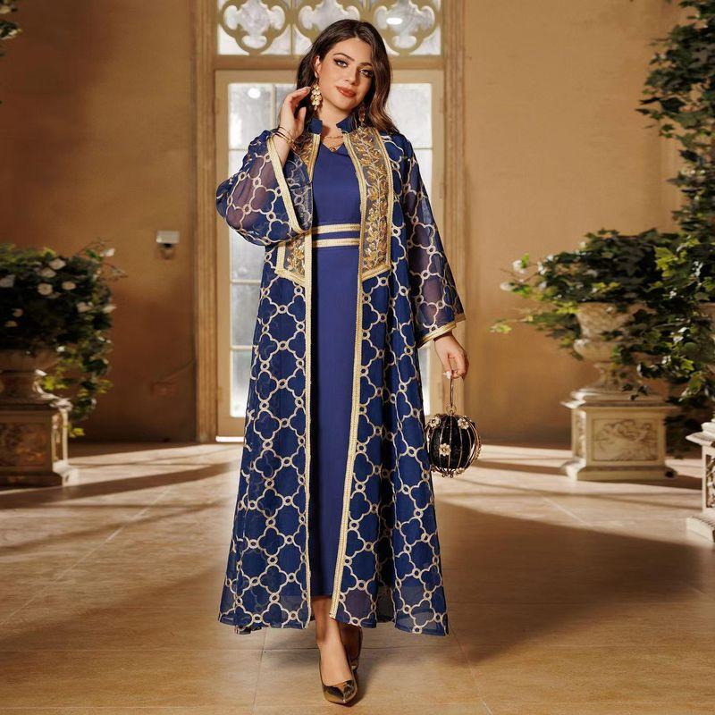 Middle East Embroidery Cardigan Robe Dress Two-Piece Set Embroidered Dress Two-Piece Set