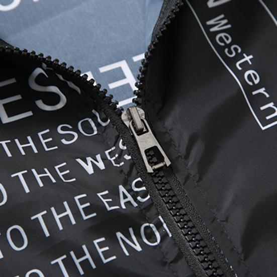 Menn jakke hette glidelås lukkes anti-UV pustende vindtett daglig slitasje elastisk mansjett Bokstavtrykk jakke frakk for hverdagen