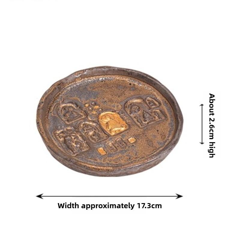 Dunhuang Culture Pot Bearing Pot Dry Brewing Table  Tea Tray Thick Ceramic Cover Bowl Bottom Support Retro Tea Set Accessories