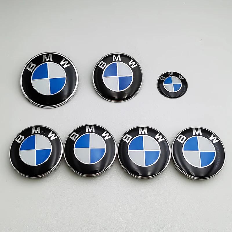 7-teiliges BMW Emblem Set 82mm 74mm 45mm 56mm 68mm Auto Front Motorhaube Logo Heckklappenplakette Radnabenkappen Aufkleber Lenkrad
