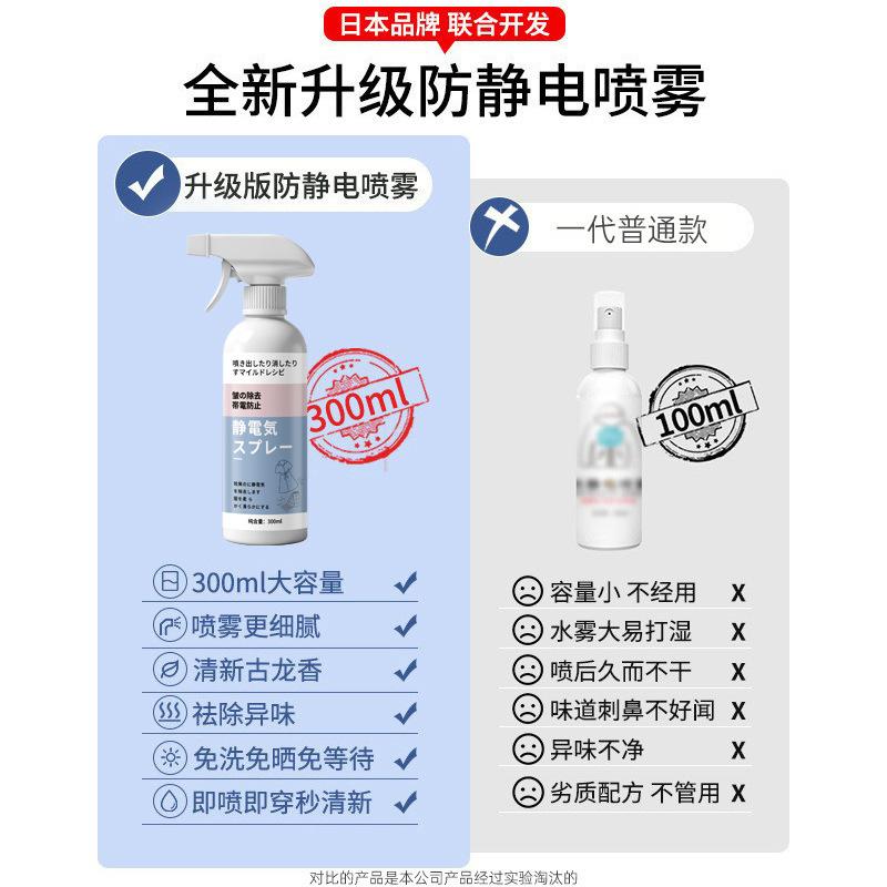 Anti-static spray, clothes, hair stain remover, clothes wrinkle removal, anti-static, softening, anti-liquid, laundry softener