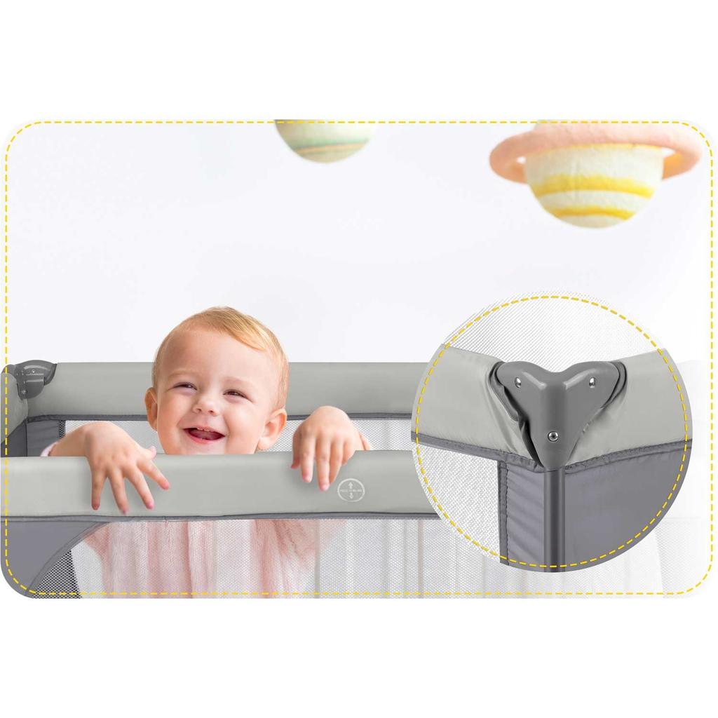 Culla da viaggio 125 X 65 X 78 Cm Rk-240 Grigio Chiaro