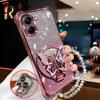 Glitter Butterfly Mirror Crystal Bracelet Case For Xiaomi POCO F7 Ultra M7 Pro 4G 5G Shockproof Plating Silicone Cover