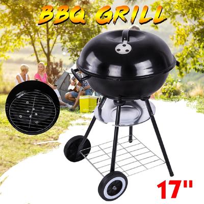 Trolley 17'' Metal Charcoal BBQ Grill Pit Outdoor Camping Cooker Garden Barbecue Tools BBQ Accessories Cooking Tools Kitchen