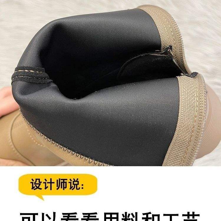 

Модные женские ботинки Мартин 2025 новые осенне-зимние детские короткие ботинки на мягкой подошве модные одинарные ботинки из бархата для девочек 34 yards inner length 22cm хаки