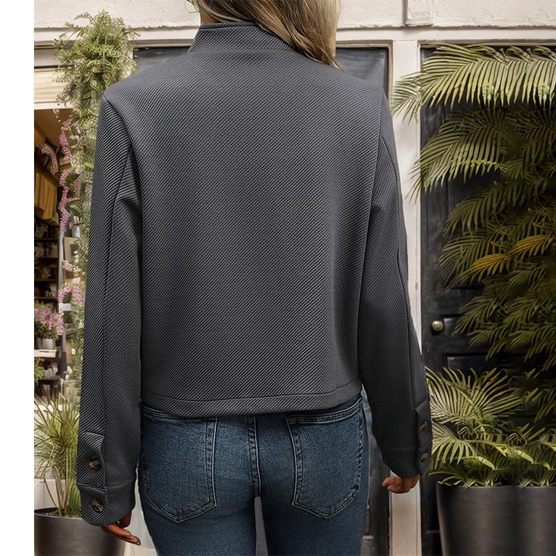 MIEGOFCE European and American Autumn Women's Texture Sense Stand-Up Collar Long-Sleeved Solid Color Jacket Women S8942