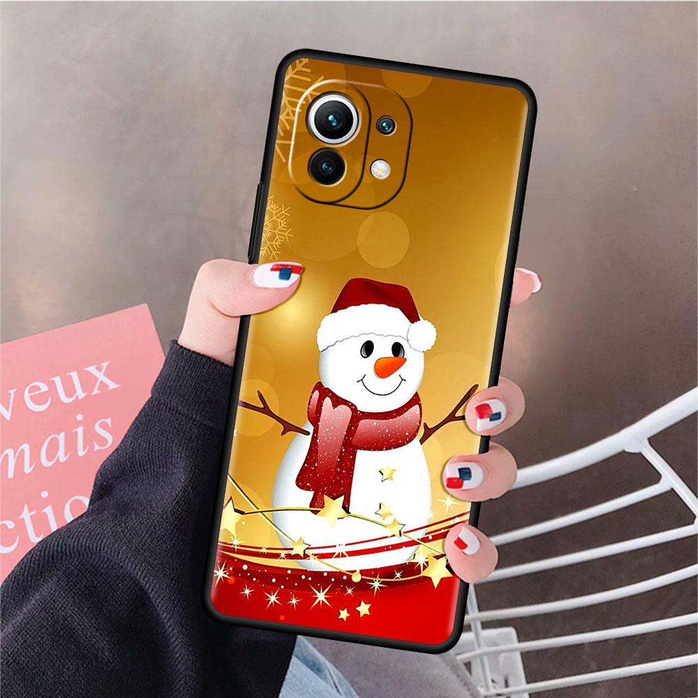 Soft Silicone Case For Xiaomi Mi 11 Lite 5G NE 11T Pro 12S Ultra 12 Note 10 10T 9T Phone Cover Bumper Funda Christmas Snowman