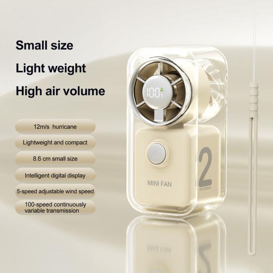 Mini Handheld Fan Transparent Cyber Portable Small Fan with Digital Display 3