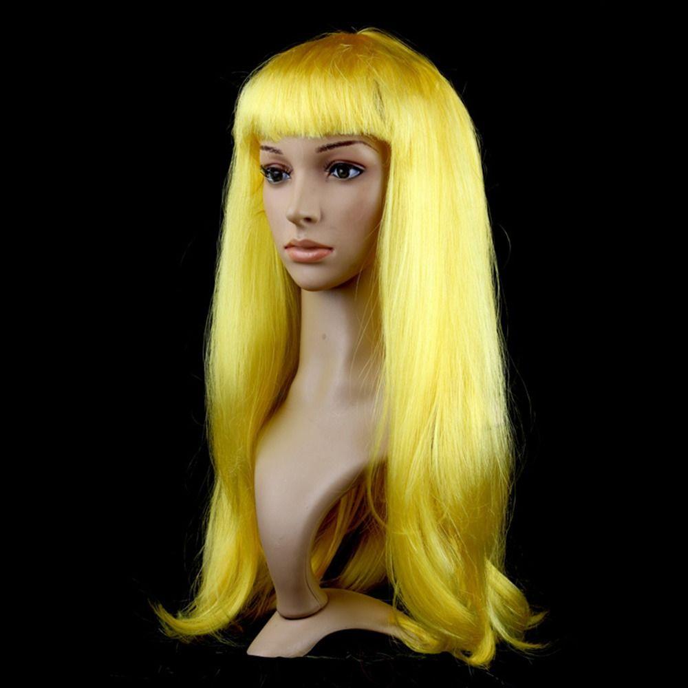Women's Clothing Hot High Temperature Synthetic Line Thick Hair Masquerade Dazzle Long Hair Long Straight Wig Women's Bangs