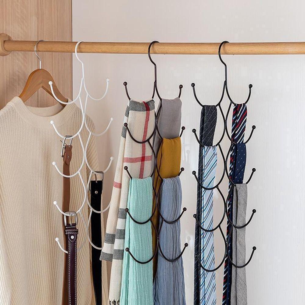 2Pcs Space Saving Belt Scarf Storage Hanger Metal Scarf Tie Rack Multi-layer Scarf Hanger  for Home